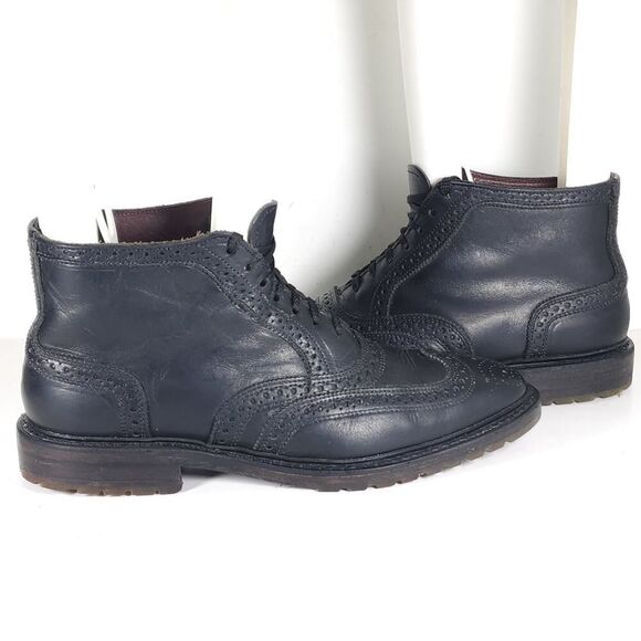 Allen Edmonds Men’s Stirling US8,5D Black Leather Wingtip Brogue Boots Made USA - Picture 8 of 16